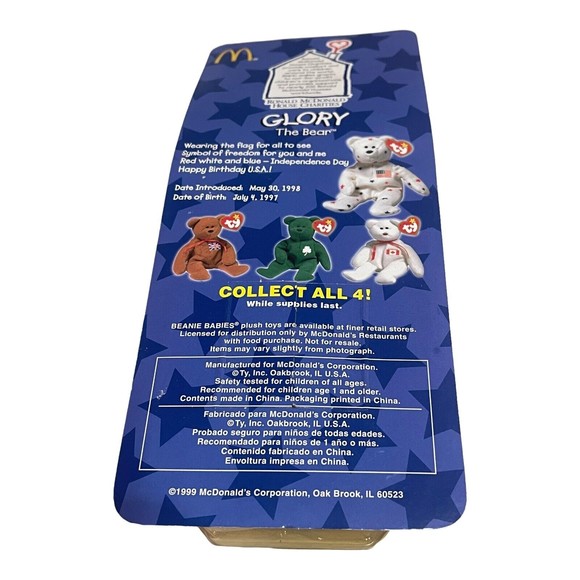 Ty Teenie Beanie Glory the Bear-McDonalds RARE, w/ Errors 1993-97 OakBrook - Picture 5 of 7